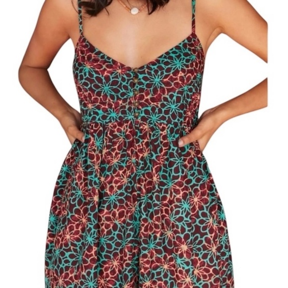 Anthropologie Burgundy Floral Romper - Picture 2 of 4